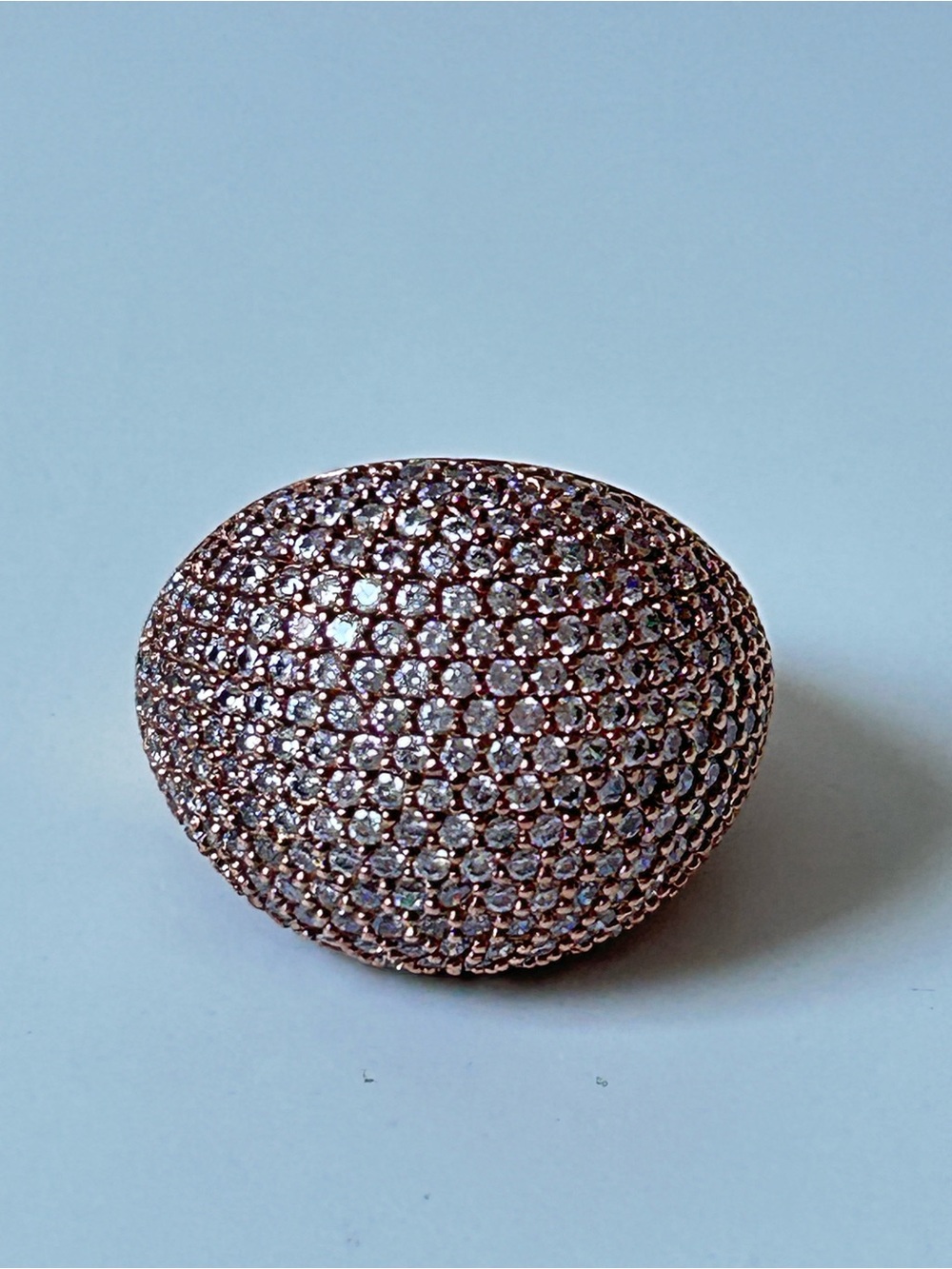 Milor Italy Rose Gold-Tone over Bronze Pave Dome Style Cocktail Ring